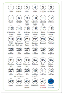 Jeder Fläche des Schnelltests ist ein Allergen zugeordnet